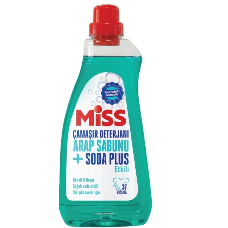 Miss Arap Sabunu ve Soda Plus Etkili Sıvı Çamaşır Deterjanı Renkli & Beyaz 1500 ml